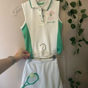 Nicole Miller Sport White and Green Polo Shirt